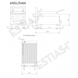 Gas lava rock single grill BARON 6NGL/G400