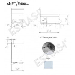 Πλατό ηλεκτρικό 40εκ. με λεία πλάκα χρωμίου BARON 6NFT/E400LC