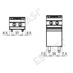 Gas cooktop with 2 burners Baron Q70PC/G4003