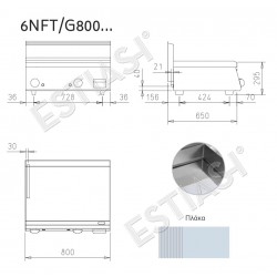 Gas griddle 80cm 2/3 flat - 1/3 grooved chromium plate BARON