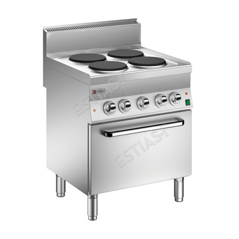 Commercial electric range with 4 burners and cyclothermal oven enhanced Baron 6NPC/EFEV700P