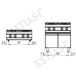 Εστία αερίου με 4 καυστήρες Baron Q70PC/G8008