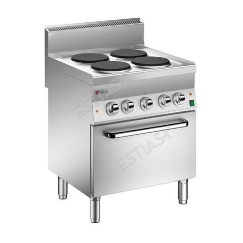 Commercial electric range with 4 burners and static oven enhanced Baron 6NPC/EFE700P