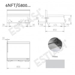 Gas griddle 80cm with flat inox plate BARON N6FTT/G803