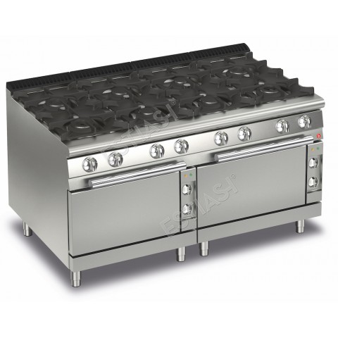 Επαγγελματική κουζίνα αερίου με 8 εστίες και 2 ηλεκτρικούς φούρνους Baron Q70PCF/GE1606