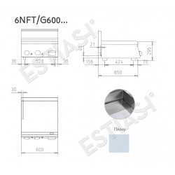 Πλατό αερίου 60εκ. με λεία πλάκα χρωμίου BARON N6FTT/G605