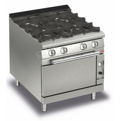 Επαγγελματική κουζίνα αερίου με 4 εστίες και φούρνο αερίου Baron Q70PCF/G8008