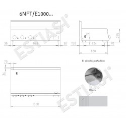 Electric griddle 100cm 2/3 smooth - 1/3 grooved soft iron plate BARON 6NFT/E1000LR